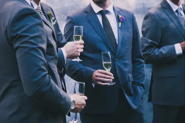 Wedding party champagne toast at Washington wedding reception. Lovely Events.